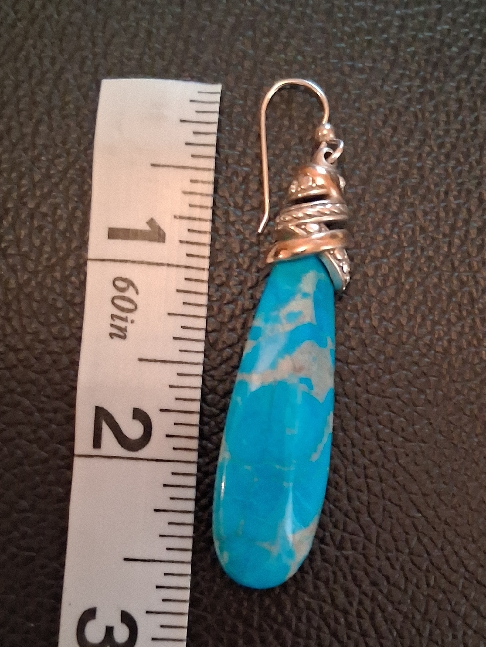 Single Turquoise Colored Drop Earring - Picture 5 of 5